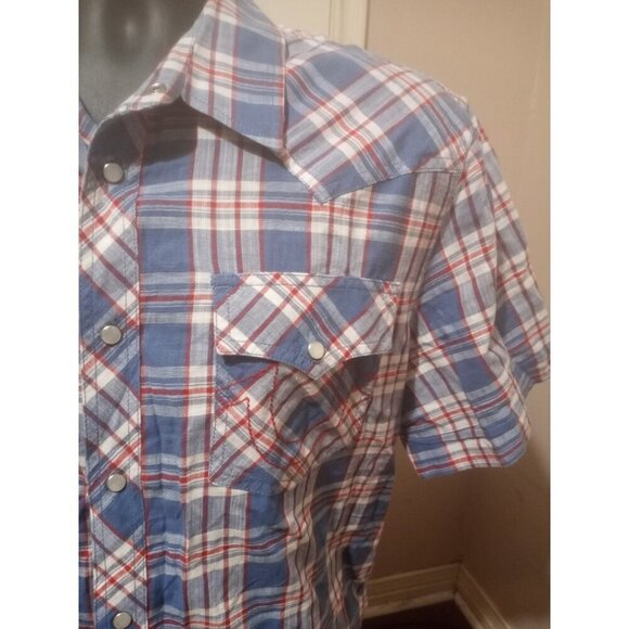 True Religion Western Shirt Button XL Plaid Pockets Short Sleeve Brand Jeans - Picture 5 of 11